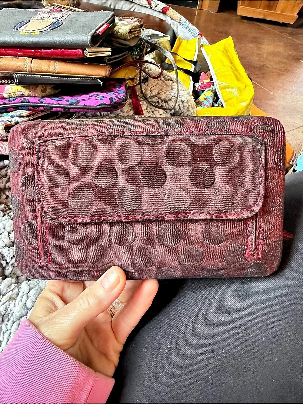 Floral Wallet in Burgundy & Pink